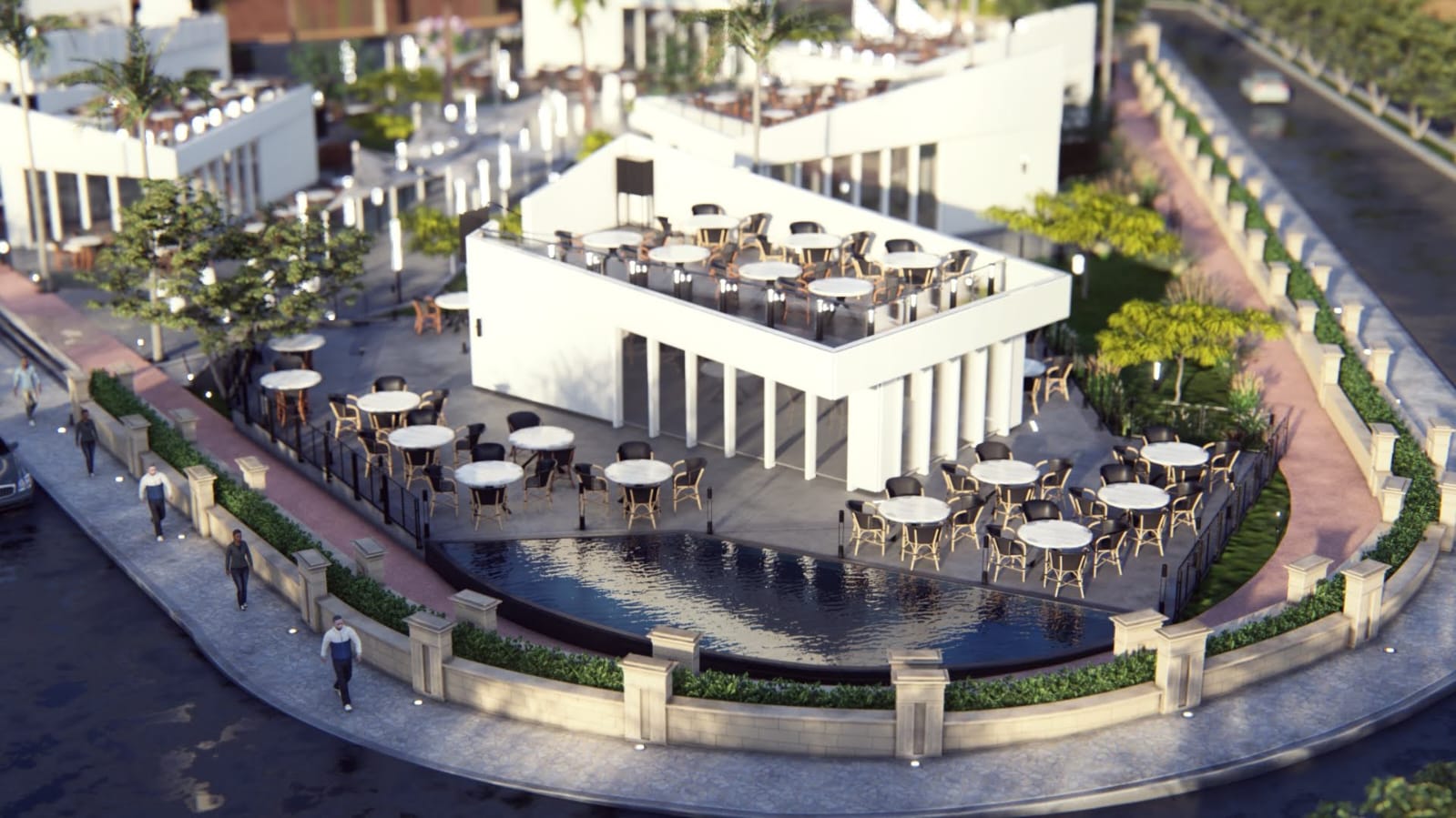 Whole view of a cafe and restaurants collection in Cairo, Egypt